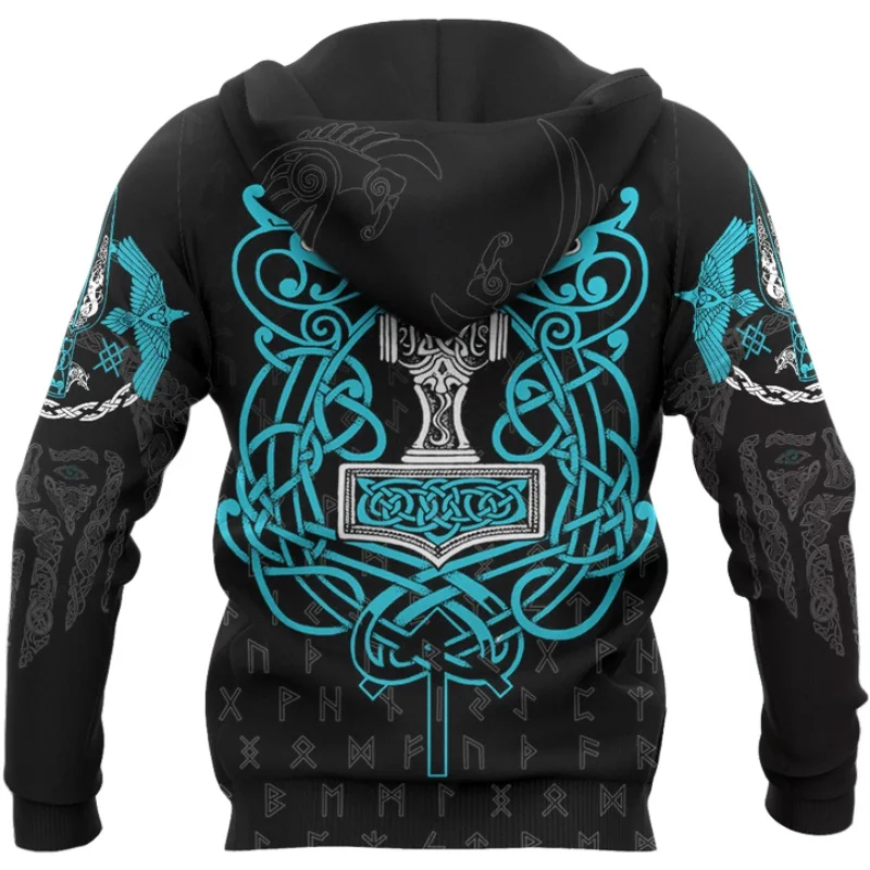 Viking татуировку 3d сплошной узор Мужская толстовка с капюшоном унисекс в стиле