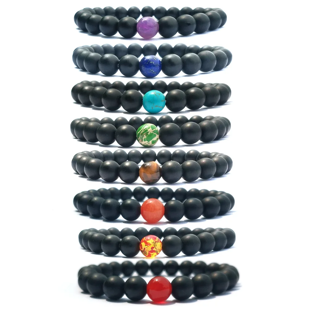 

Матовый черный браслет из бусин в виде чакры, 8 мм, Diy диффузор для эфирного масла, Йога, аксессуары для женщин и мужчин, ювелирные изделия дру...