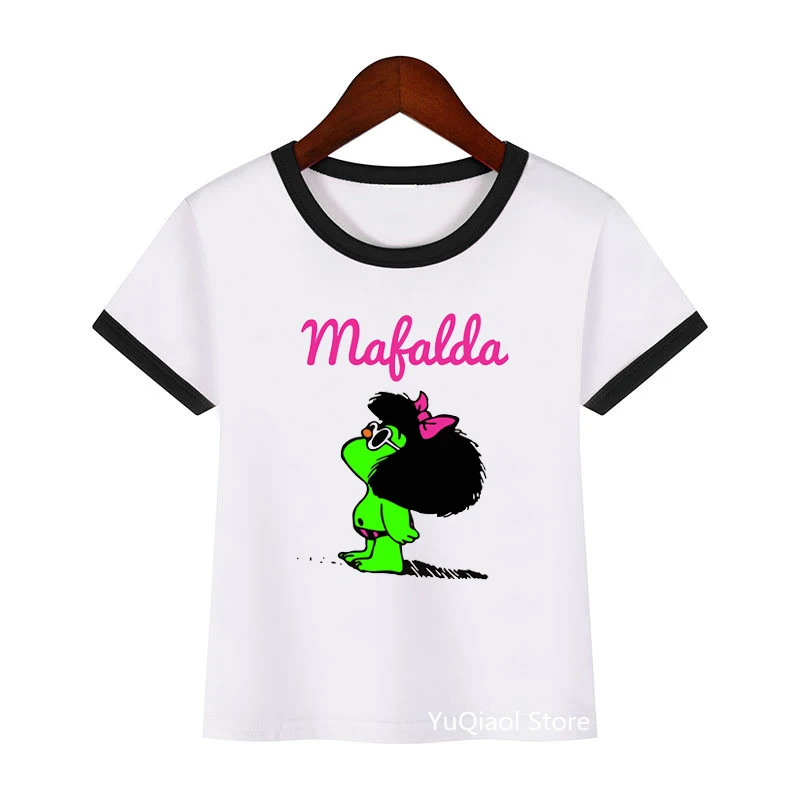 

Новое поступление 2021, Забавные футболки для девочек, милая графическая футболка Mafalda Love You, детская одежда, футболка в стиле Харадзюку, Пряма...