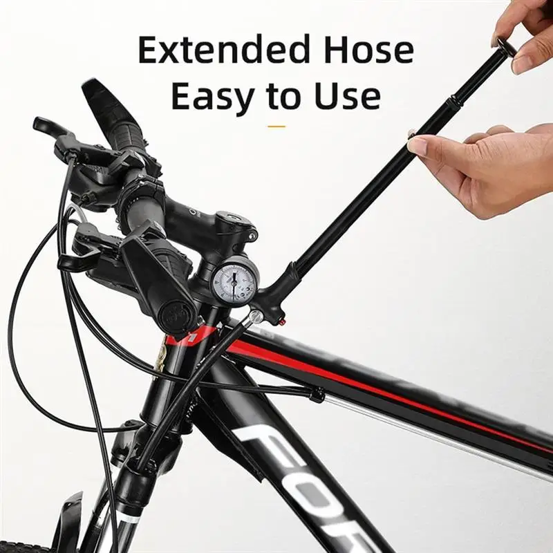 

2021 Mini Bicycle Pump High-pressure Air Pump Portable Air Pump with Gauge for Mountain Bike Road Bike