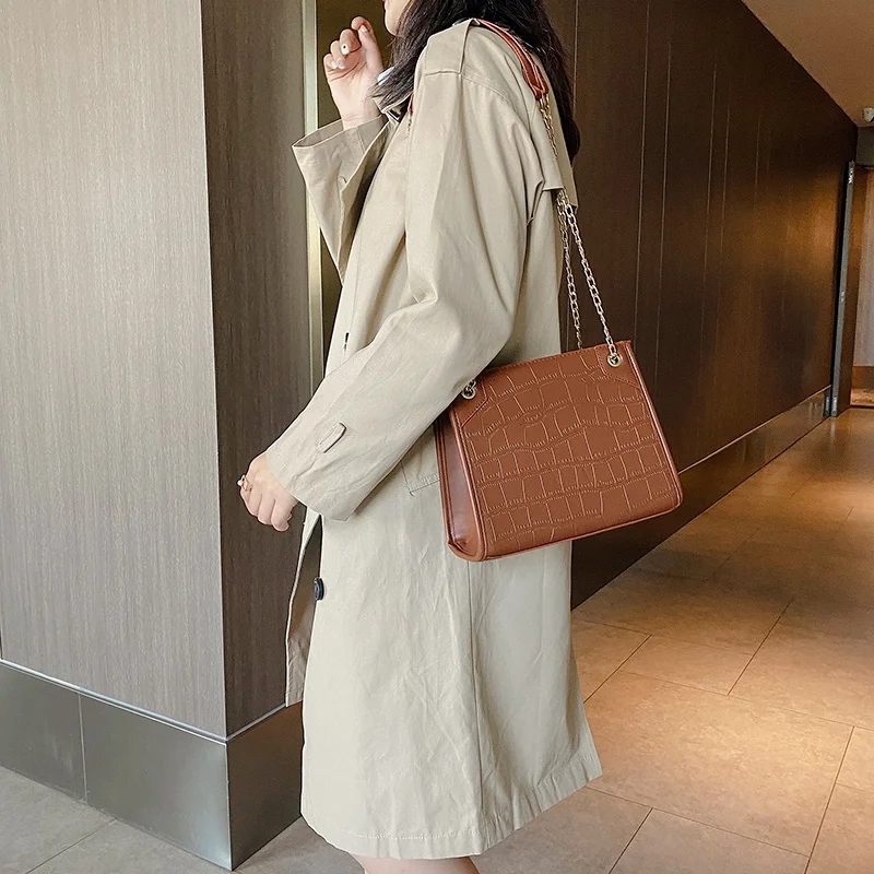 Женская сумка в стиле ретро с крокодиловым узором модная роскошная через плечо