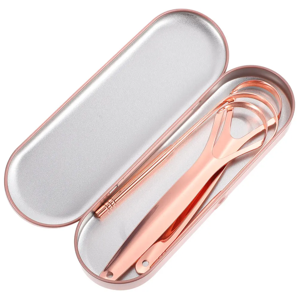 

3Pcs Tongue Cleaners Healthy Oral Care Tongue Reusable Scrapers (Rose Gold)