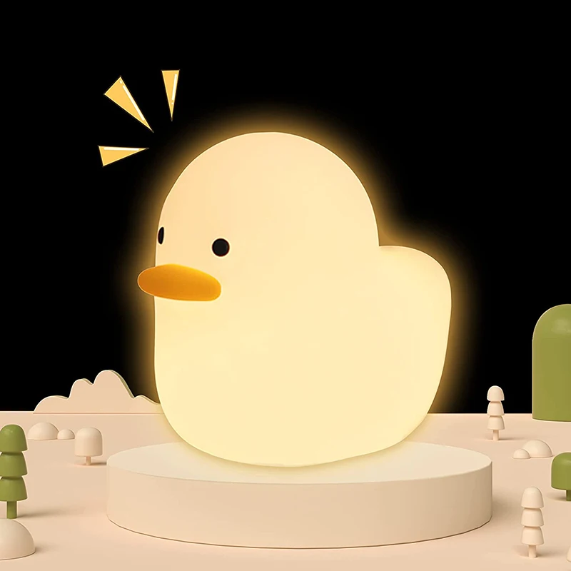 

Dull Duck Sleep Lamp LED Cute Animal Silicone Nursery Night Lights Rechargeable Table Bedside Lamp with Touch Sensor for Kids