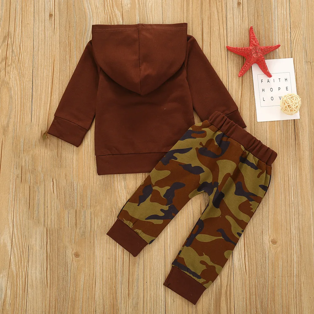 #4  2pcs Fashion New Toddler Baby Boy Clothes Girls Clothes Set Camouflage Print Hoodie Tops+pants Outfits 2020 Autumn Clothes