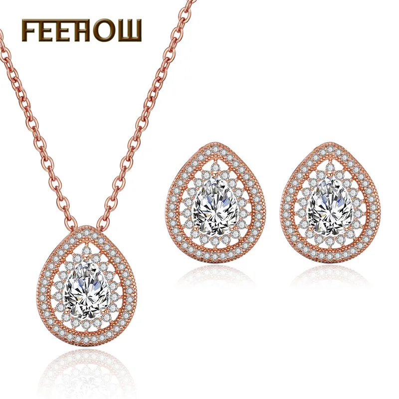 Женские классические серьги FEEHOW простые красивые с кубическим цирконием