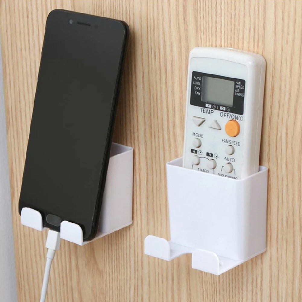 

Wall Mounted Organizer Storage Box Remote Control Mounted Mobile Phone Plug Wall Holder Charging Multifunction Holder Stand