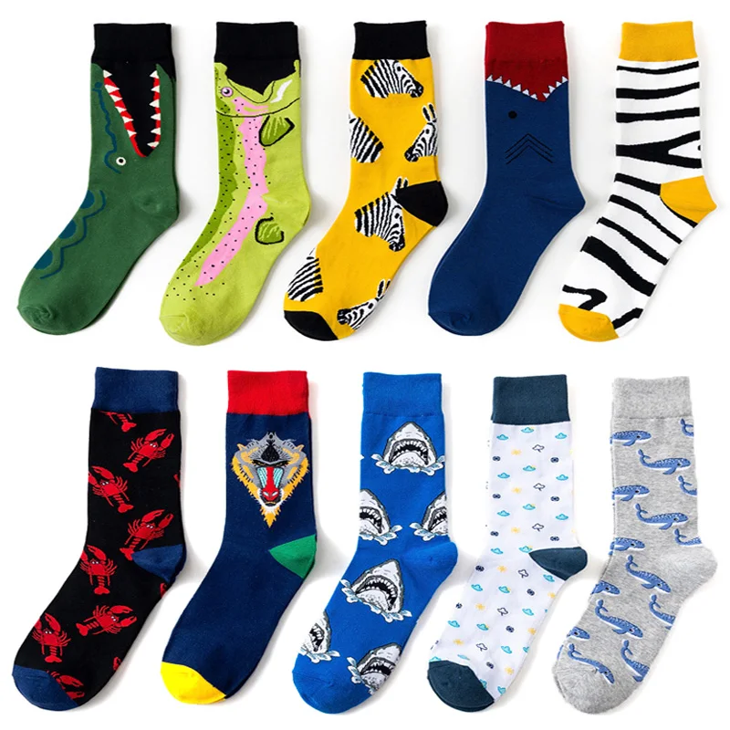 Новинка Веселые смешные мужские носки хлопковые красочные модные хип-хоп Harajuku