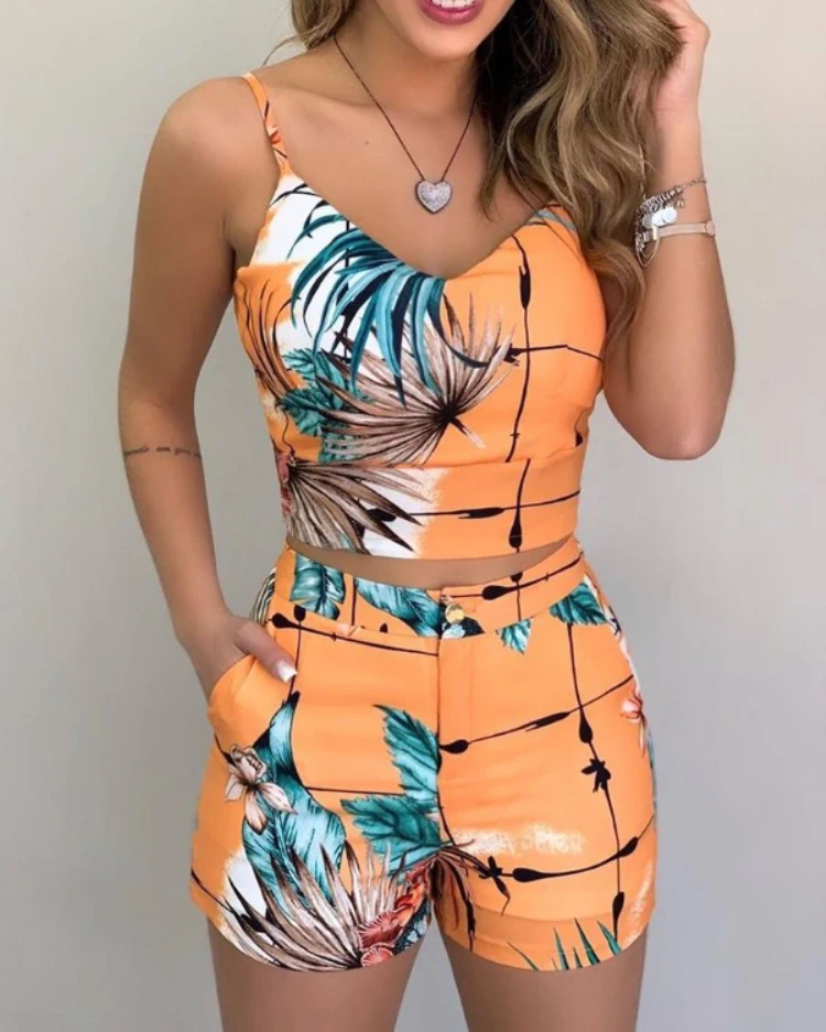 

Zoctuo 2 Piece Sets For Women Print Casual Outfits Summer Sexy Night Club Party Sleeveless Tops & Short Sets