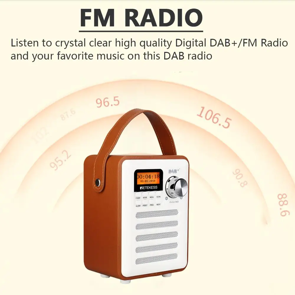 Retekess TR401 коричневый и белый портативный fm-радио DAB +/FM RDS радио карманный цифровой