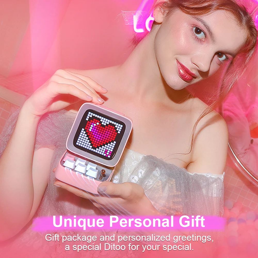 

Ditoo Retro Pixel Art Bluetooth Portable Speaker Alarm Clock DIY LED Display Board, New Year Gift Home Light Decoration