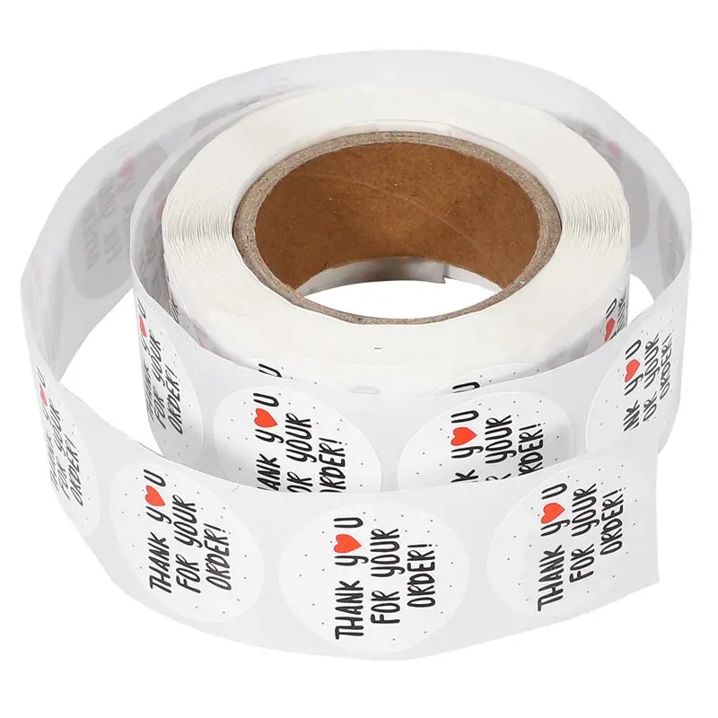 

1000Pcs Round Thank You for Your Order Sticker Heart Thanks for Shopping Small Shop Local Handmade Sticker White Labels Sticker