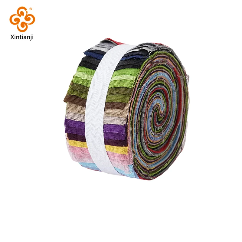 

Xintianji 26Pcs/Lot Cotton Linen Jelly Roll Patchwork Needlework Materials 6.2x100Cm DIY Strips Dolls Sewing Craft