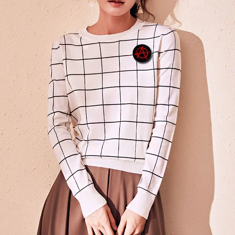 Значок кнопочного знака анархии красный круг булавка анархия это мать