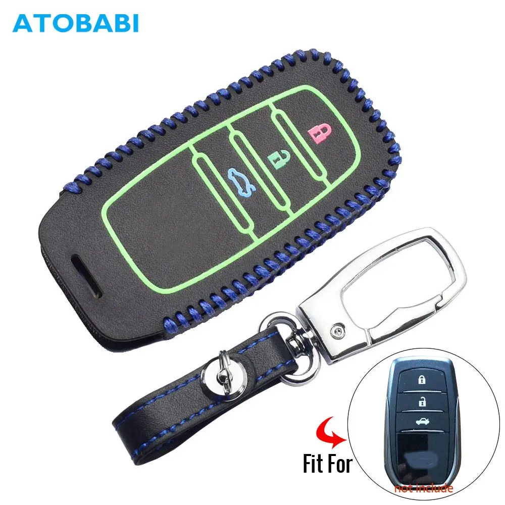 Светящийся кожаный чехол для автомобильного ключа Toyota Auris Corolla Land Cruiser Prado 150 Avensis