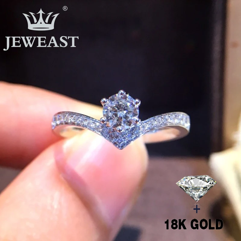 Кольцо с натуральным бриллиантом 18K золото чистое красивое кольцо драгоценными