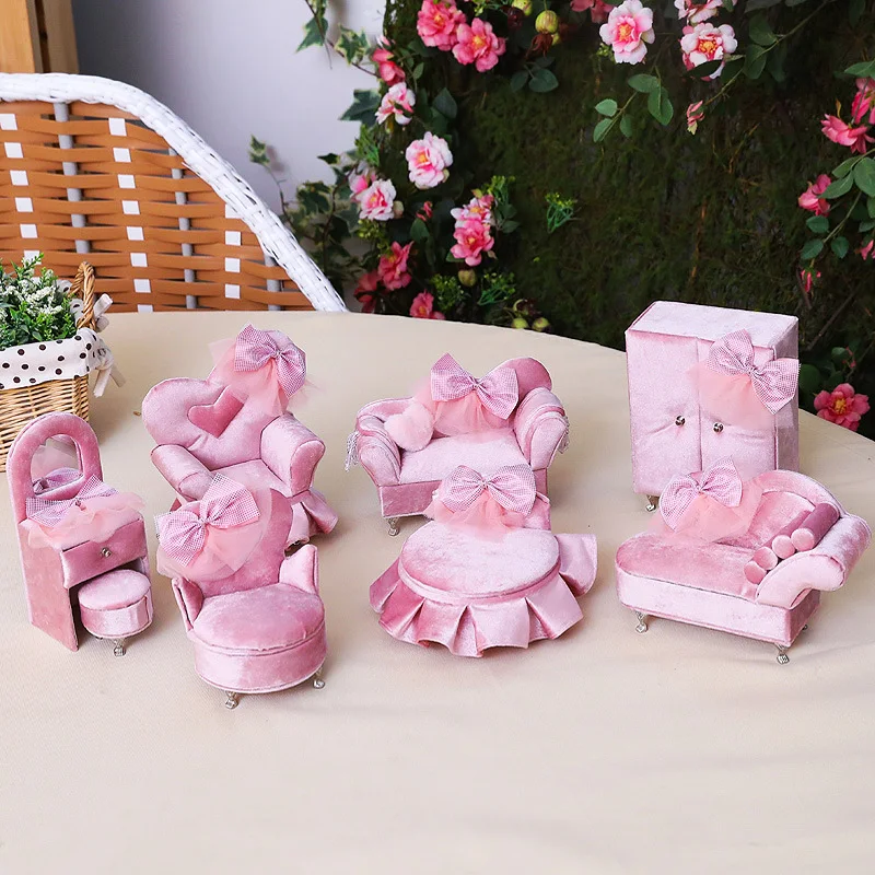 

2x Creative Pink Bowknot Sofa-Shaped Storage Box, Necklace, Ring, Jewelry Box, Travel Portable G & F