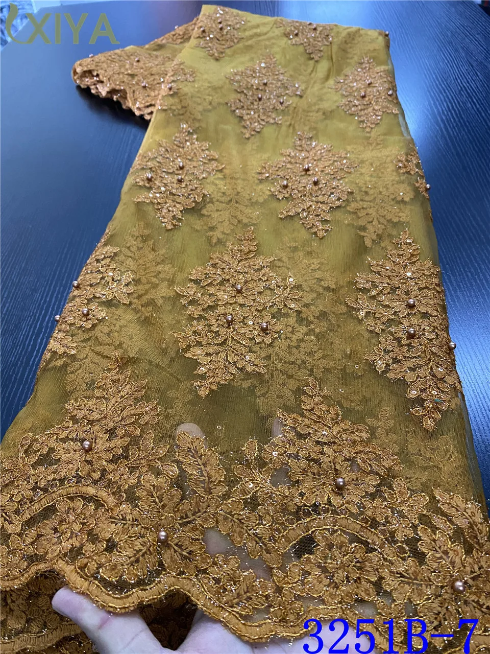 Роскошная золотая африканская кружевная ткань для невесты Высококачественная