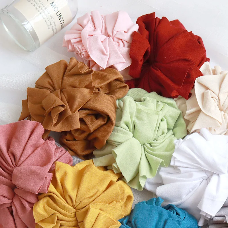 Детские Тюрбан с цветком Шапки шапка для новорожденных мальчиков и девочек