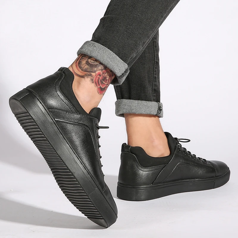 2020 New Men Genuine Leather Casual Shoes Lace Up Fashion Sneakers Rubber Sole Non-slip Breathable Soft Flats | Обувь