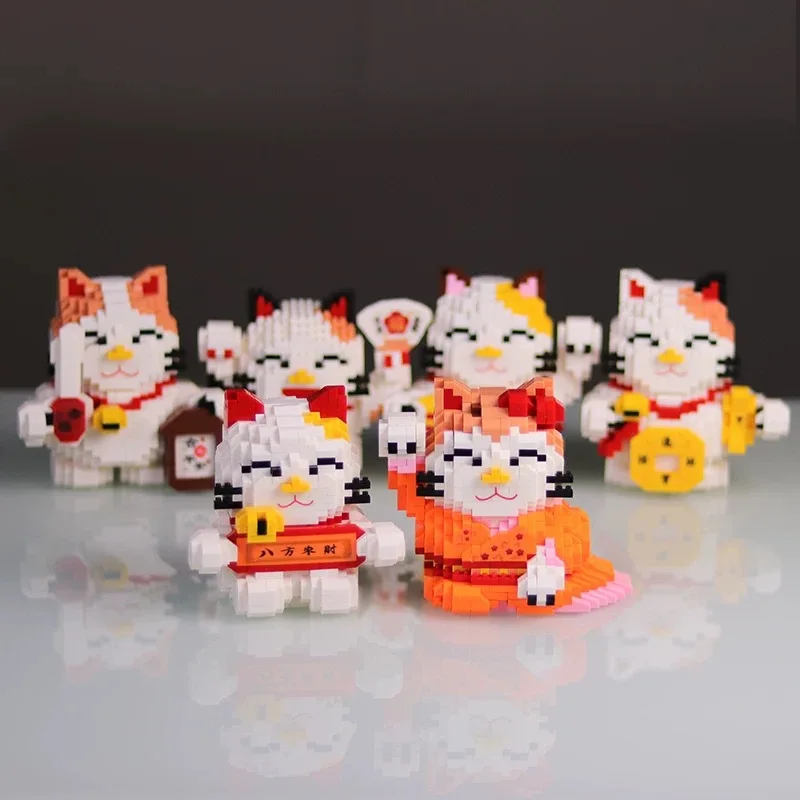 Ромбовидные блоки Манеки Neko счастливый кот мини-строительные Китай Япония