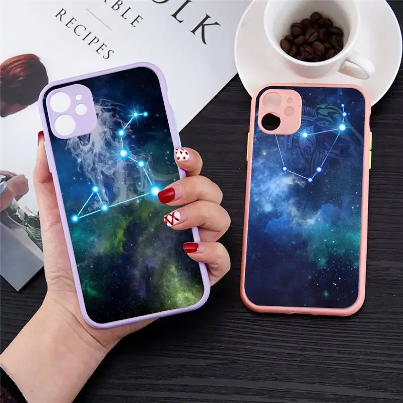 

Sagittarius Constellation Phone Case for iPhone 13 12 XS 11 pro max mini se2020 7 8 plus X XR color pink matte transparent coque