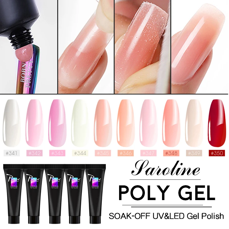 Поли гель Наборы Французский прозрачный дизайн ногтей камуфляж Цвет наконечник