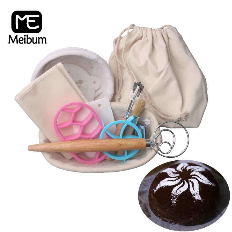 

Meibum, 12 шт., корзина из ферментация хлеба ротанга, багет баннетон, трафарет для раскрашивания, резак для теста, скребок для кисти