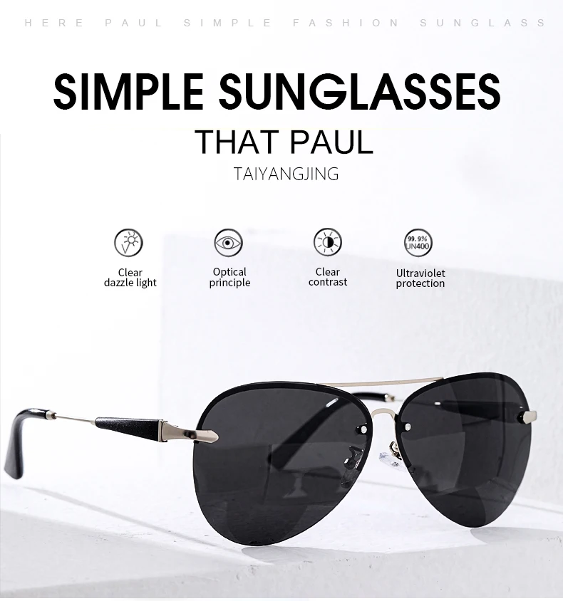 FANKEPOLO new men's retro sun eye round metal polarizer luxury brand designer sun eye black driving mirror goggles fashion