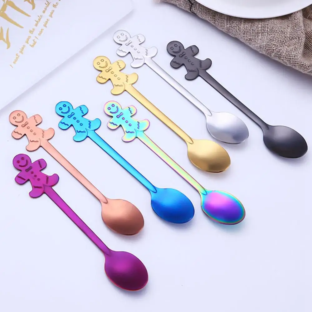 7 шт./4 шт. Рождественская ложка из нержавеющей стали с музыкальными нотами чайные