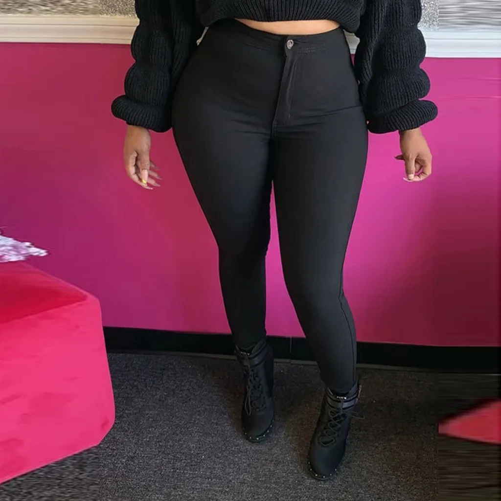 

Модные женские повседневные однотонные высокоэластичные леггинсы, облегающие брюки, джинсы-карандаш на пуговицах