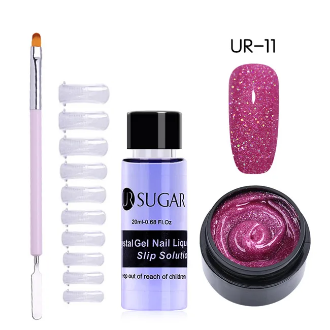 4pcs set11 UR SUGAR 15 мл Быстрый строительный поли гель продлевающий половой акт розовый блеск Замачивание от УФ СТРОИТЕЛЬ удлинение гель набор Типсы для маникюра палец расширение - Цвет: 4pcs set11