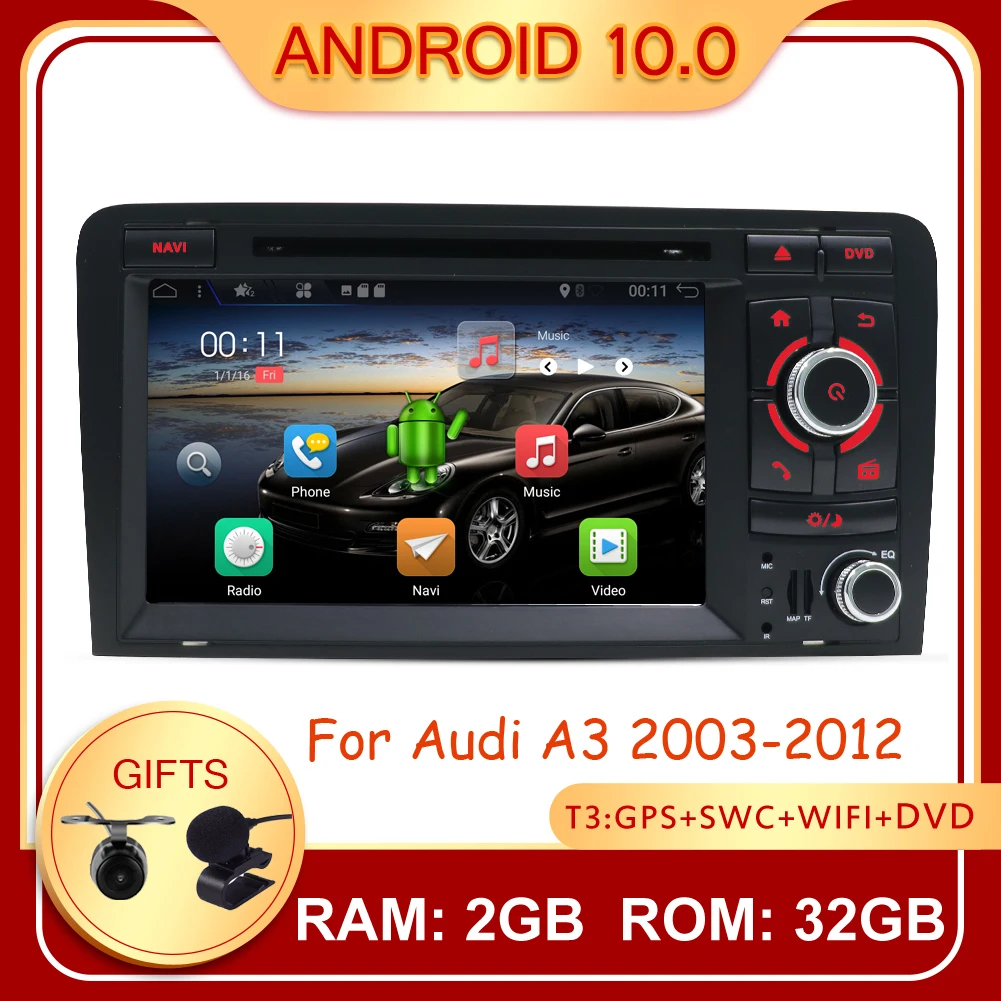 Автомагнитола Bosion на Android 10 0 мультимедийный видеоплеер с GPS для Audi A3 8P 2003 2013 2Din DVD 7