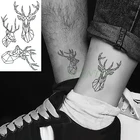 Водостойкие временные тату-наклейки с оленем, голова оленя, искусственное тату, геометрическое животное, флэш-тату, руки на заднюю ногу для девушек и мужчин