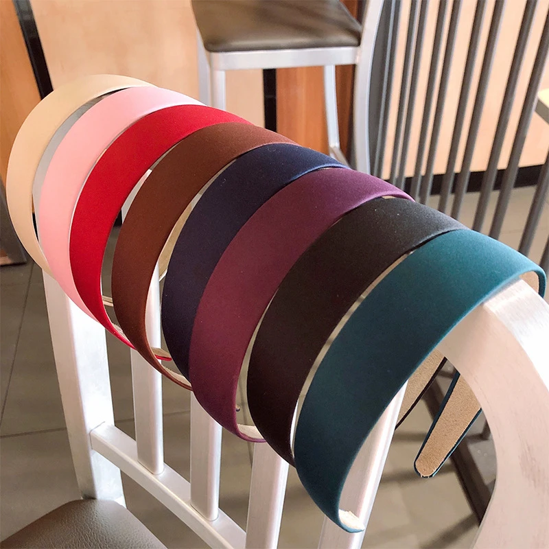 

2020 New Solid Color Cloth Headbands For Women Girls Hairband Women Fashion Hair Accessories 3CM Wide Side Hair Band