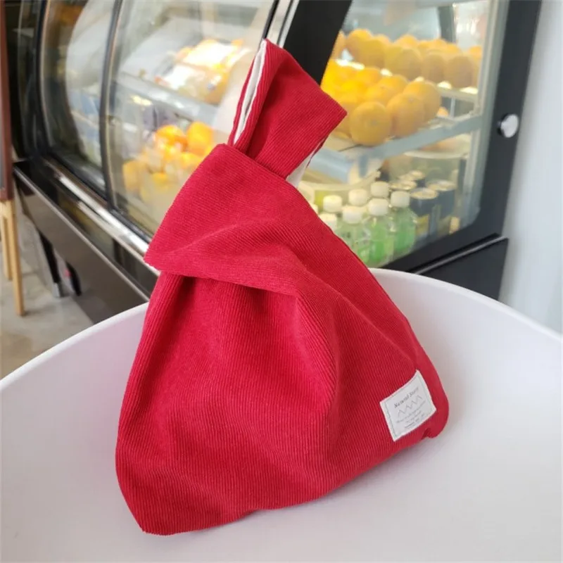 Japanese Style Simple Corduroy Knot Wrist Bag Coin Purse Mobile Phone Key Small Winter Solid Color Daily Hold | Багаж и сумки