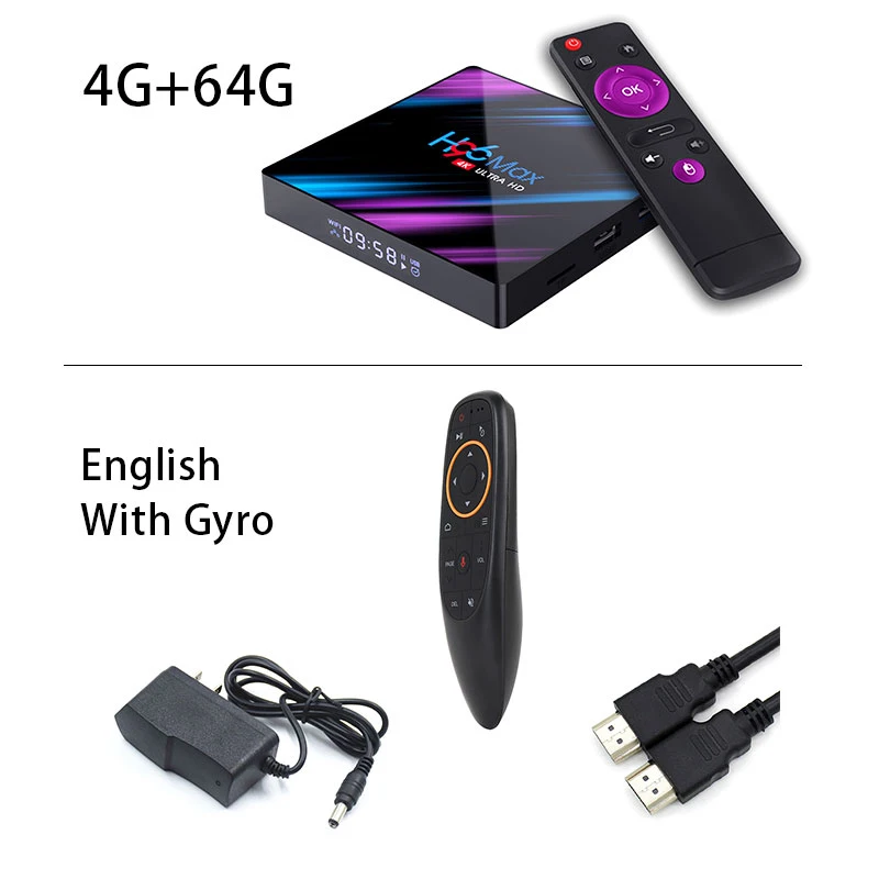 English 4G 64G Set top TV Box 4G DDR3 USB 3,0 Bluetooth 4,0 Android 9,0 9 оs 4K 4096x2160 H96 Смарт пятиядерный ГП Mali-450 RK3318 GPU 2,4 г/5G - Цвет: English 4G 64G