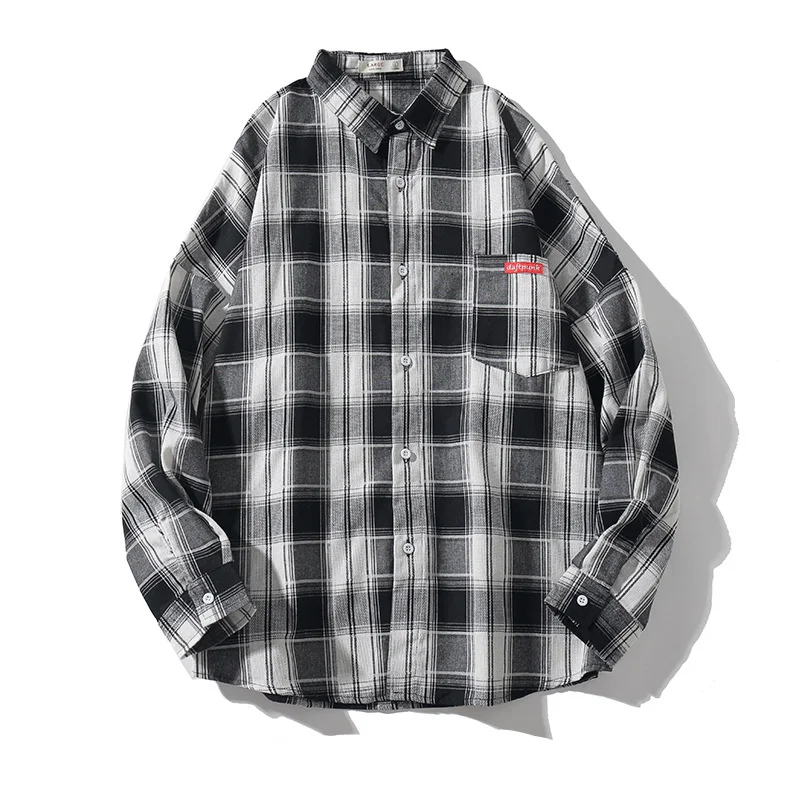 

BOLUBAO Fashion Brand Men Casual Shirt Spring Autumn Men Harajuku Style Wild Plaid Shirt Coat Long Sleeve Shirts Male