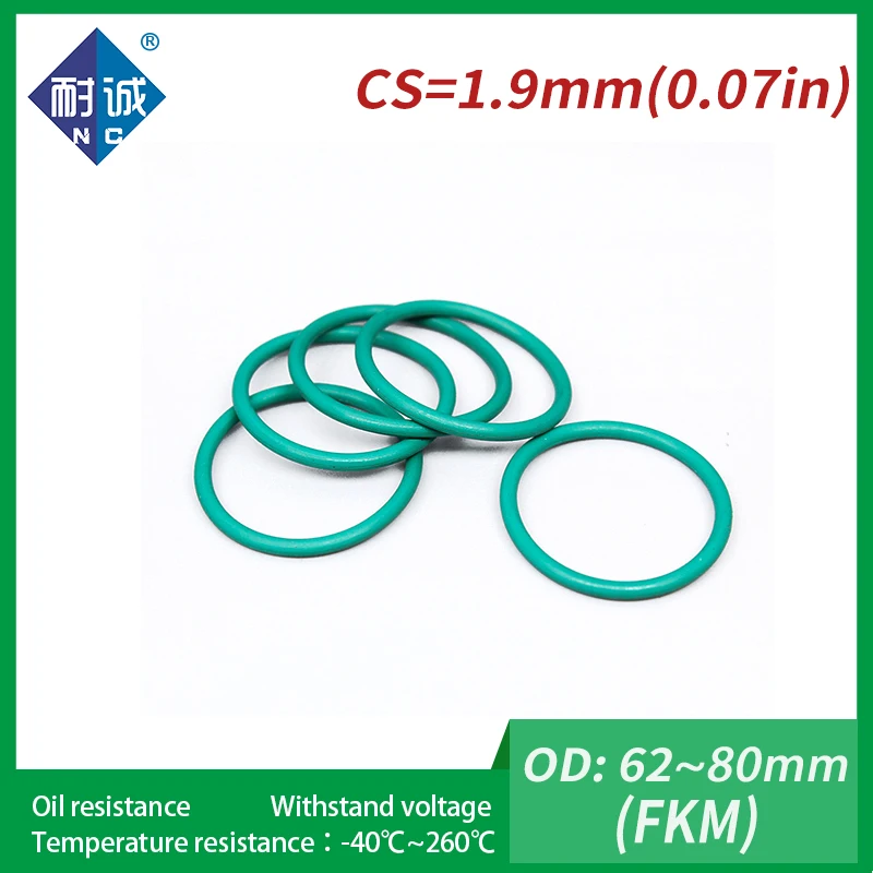 Резиновое кольцо 1шт./лот зеленые уплотнительные кольца FKM толщина 1 9 мм