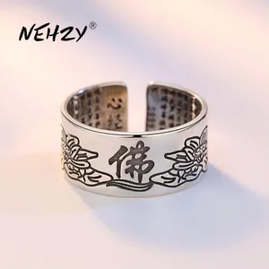 NEHZY S925 штамп серебряные новые ювелирные изделия модное резное кольцо с цветком в ретро-стиле простой подарок на день памяти женское мужское Открытое кольцо