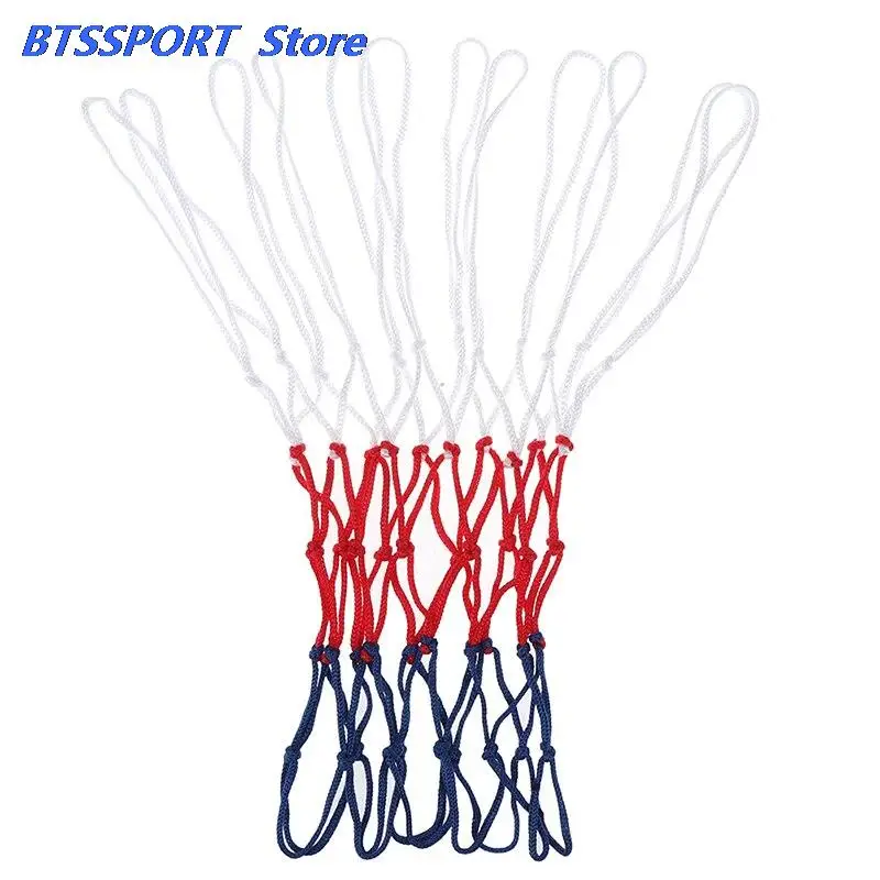 Стандартная баскетбольная сетка прочная нейлоновая толстая нить трехцветная