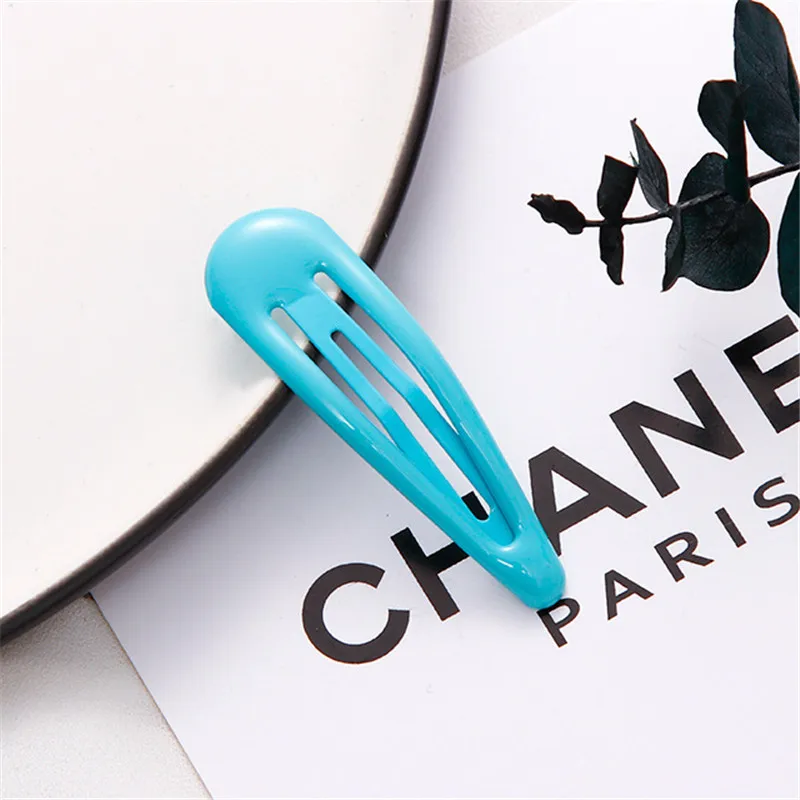 Blue 10 Pcs/Pack Lovely Rainbow Snap Hair Clips Metal Candy Color Women Baby Hairpins Simple BB Clips Headwear Kids Accessories - Цвет: Blue