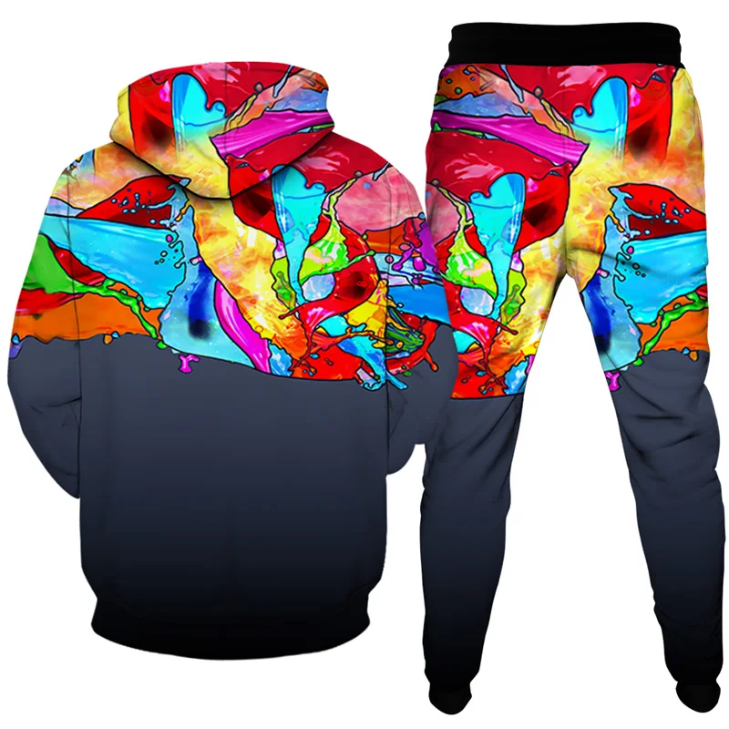 

Tide brand 3d printing elephant pattern fashion personality creative hooded sweater men's sports and leisure two-piece sweater