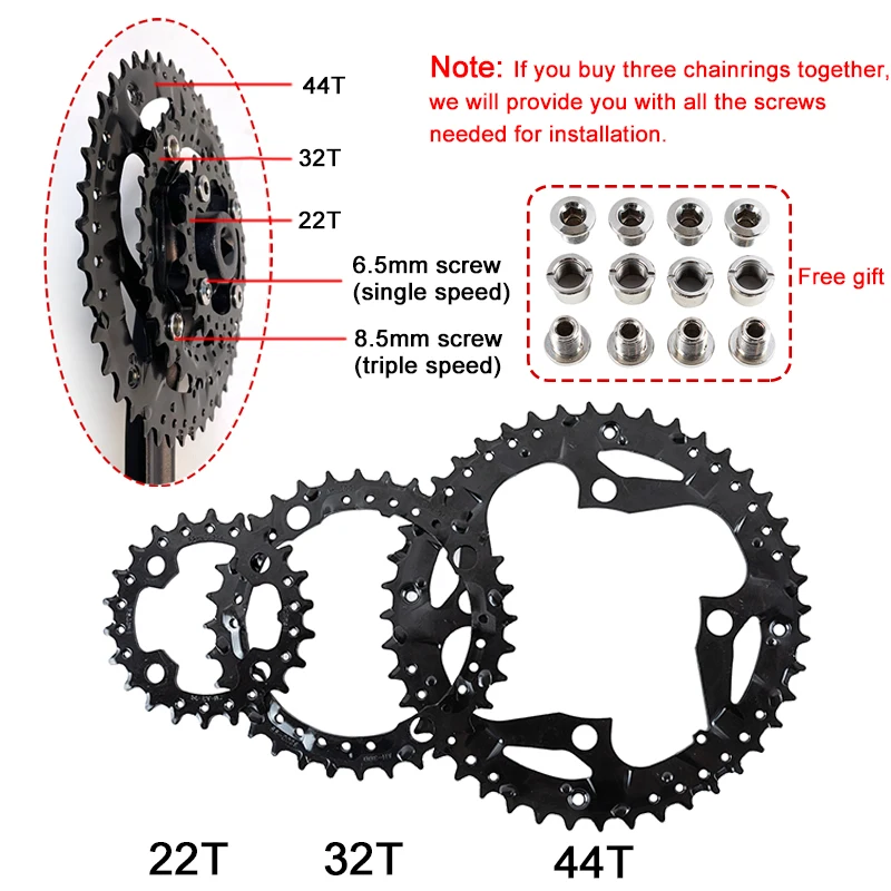 64/104 BCD MTB Звездочка 3*9S 22T 32T 44T велосипедная Тройная прочная для горного велосипеда