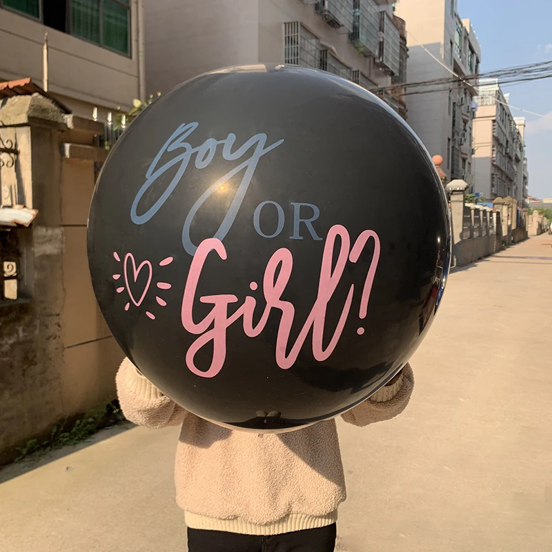 

1pc 36inch Boy or Girl Balloon Gender Reveal Party Black Latex Ballon with Confetti Gender Reveal Baby Shower Decoration