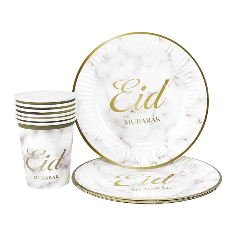 Eid Mubarak Мусульманский Исламский фестиваль набор одноразовой посуды бумажная