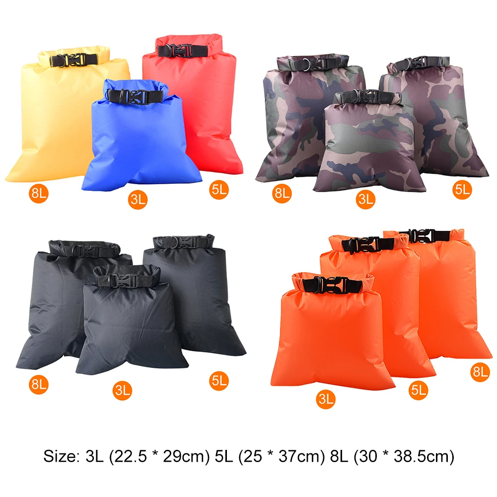

3pcs/set Mobile Phone Storage Bags 3/5/8L Waterproof Outdoor Drift Surfing Bags Swimming Portable Outdoor Elements