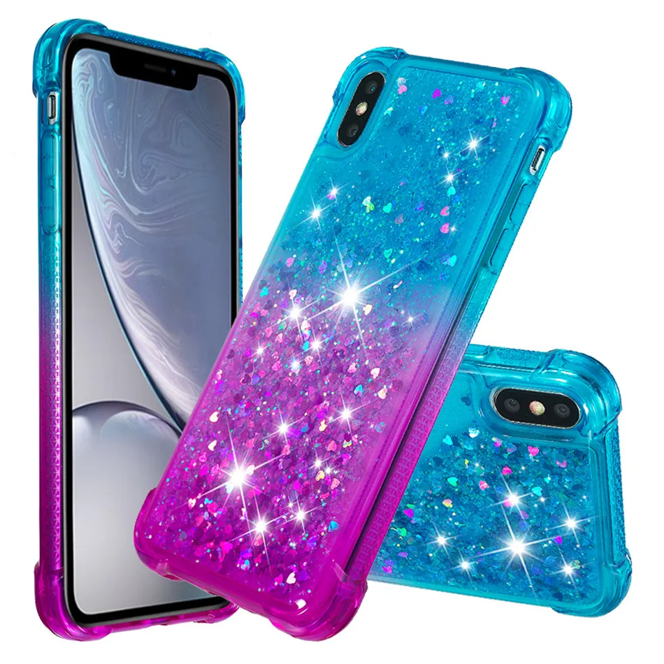 

Love Heart Glitter Case For iphone 13 12 X Xr Xs Max 11 Pro Max 6S 6 7 8 Plus Liquid Quicksand Phone Cover Bling Sequins D03Z