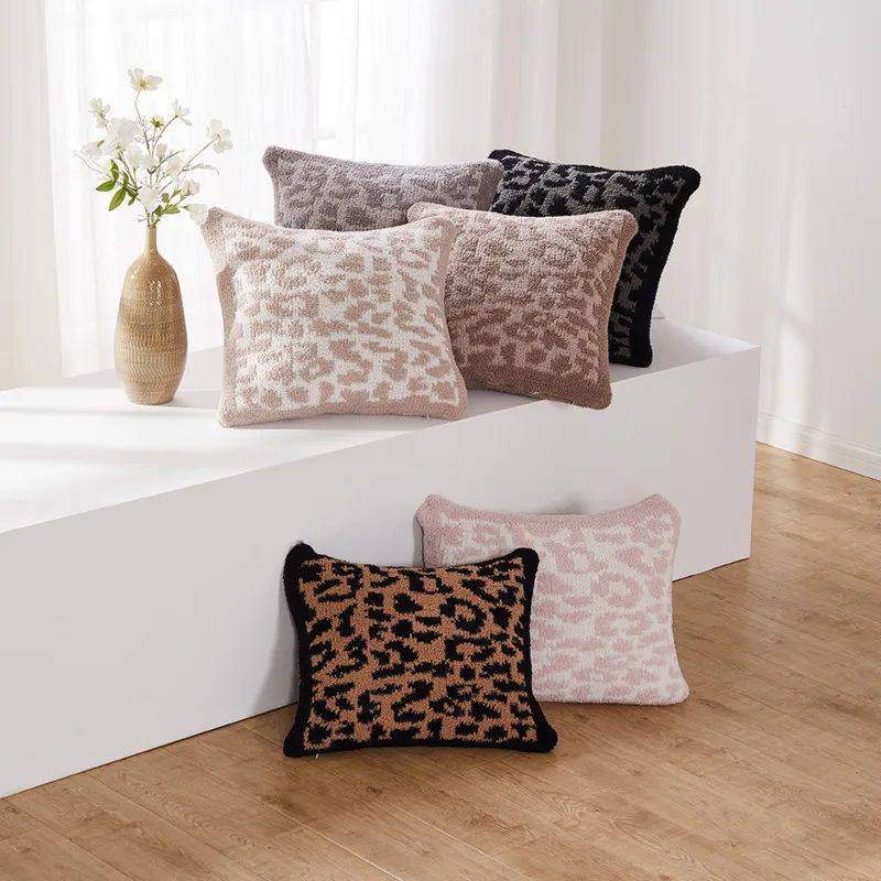 Funda de almohada de leopardo descalzo, funda de almohada de punto de medio cachemir, sof&aacute;, dormitorio, decoraci&oacute;n del hogar-0