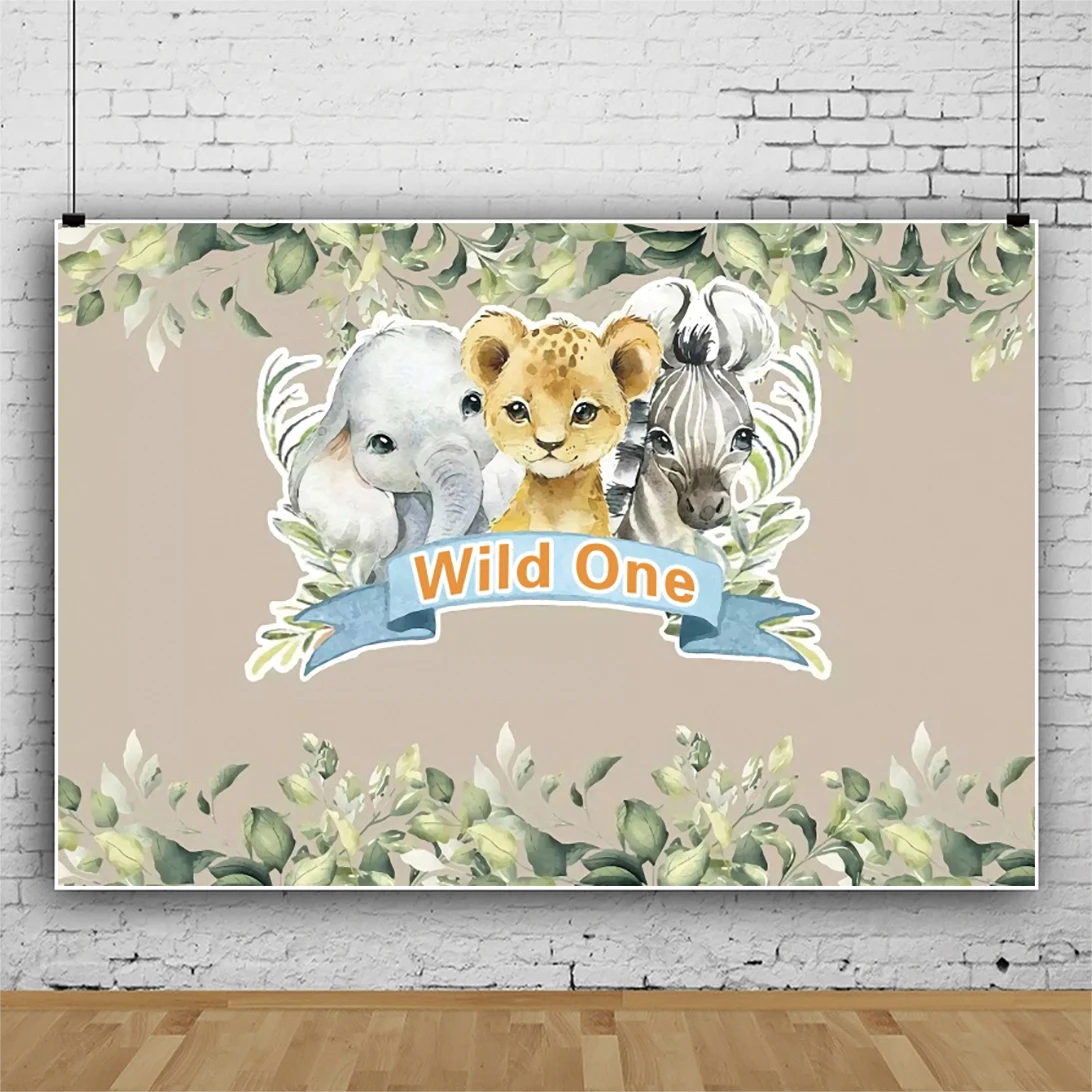 

Laeacco Wild One Jungle Safari Baby 1st Birthday Party Photocall Background Kids Portrait Customized Poster Photography Backdrop