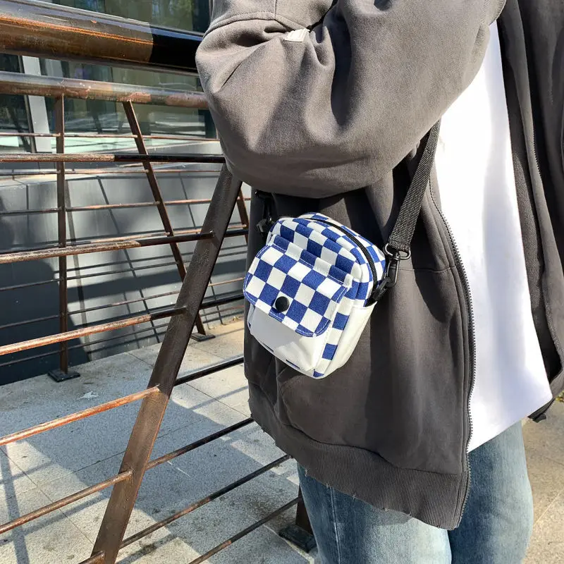 

New Women's Bags Diamond Lattice Colorful Canvas Bag Simple Stylish College Style Travel Bag Trend Girl One Shoulder Crossbody